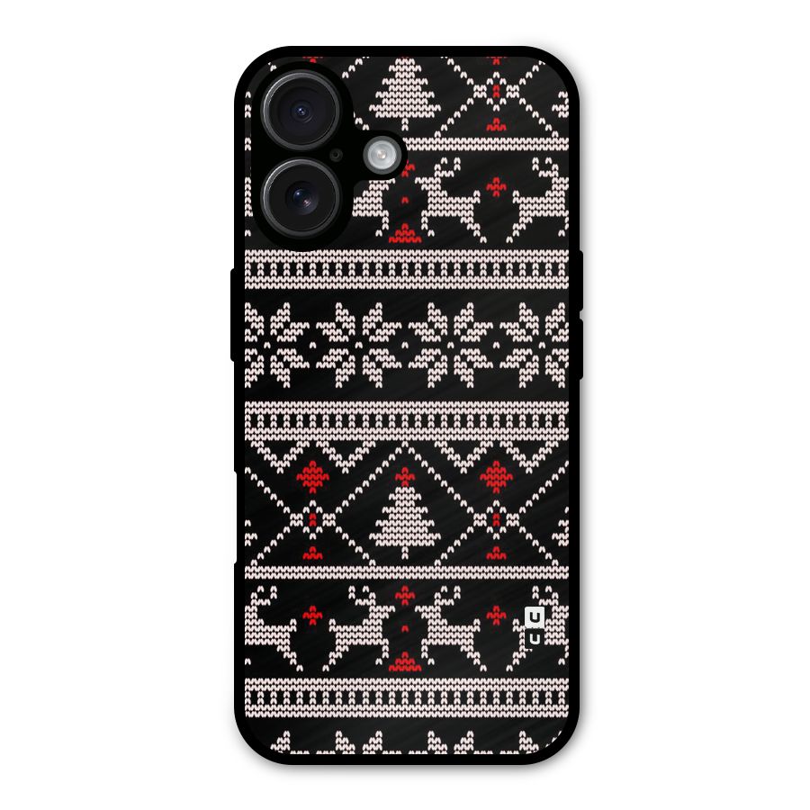 Christmas Seamless Aztec Metal Back Case for iPhone 16