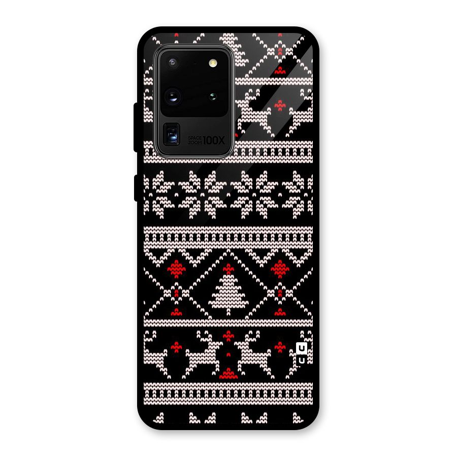 Christmas Seamless Aztec Pattern Glass Back Case for Galaxy S20 Ultra