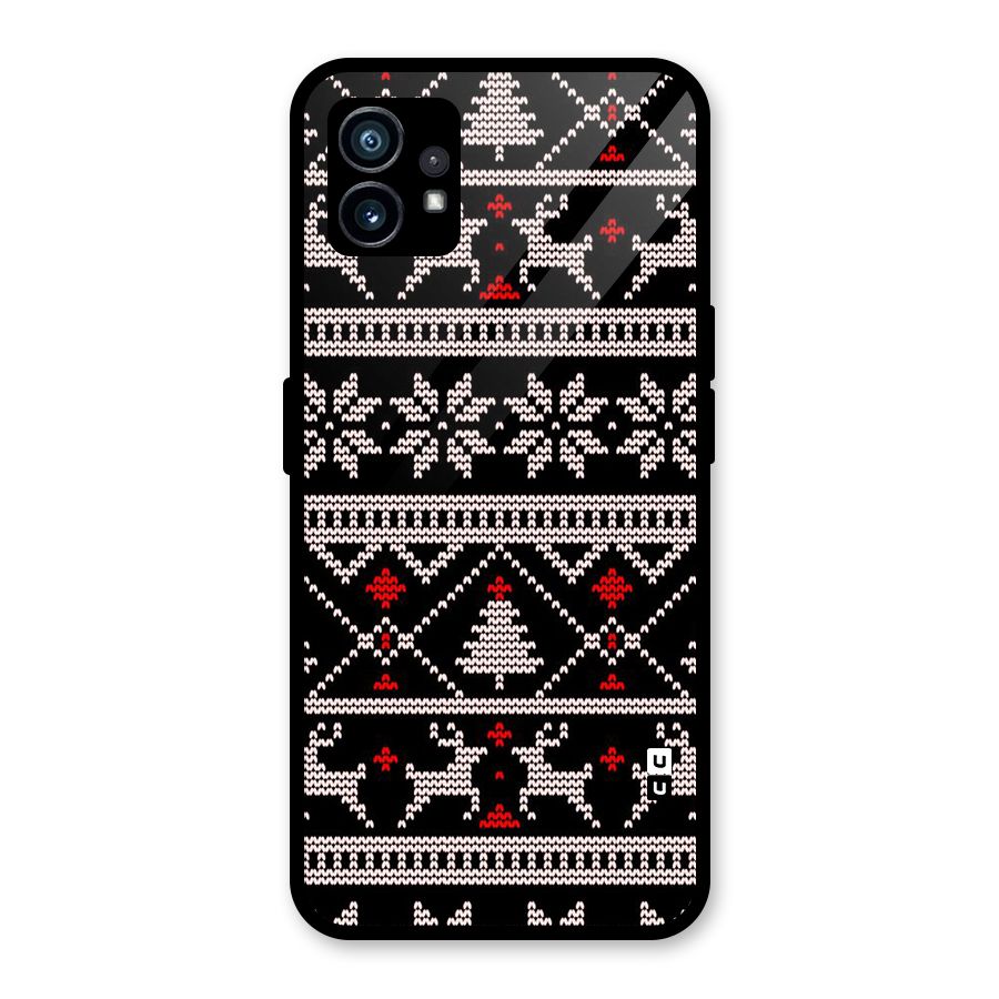 Christmas Seamless Aztec Pattern Glass Back Case for Nothing Phone 1