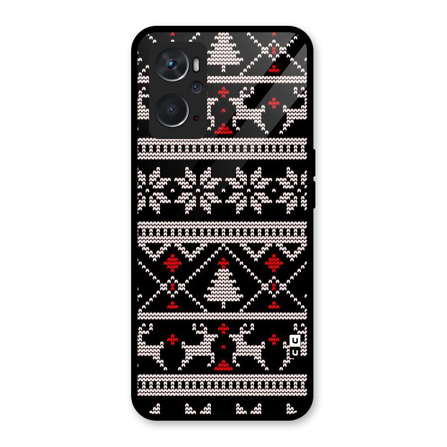 Christmas Seamless Aztec Pattern Glass Back Case for Oppo K10 4G