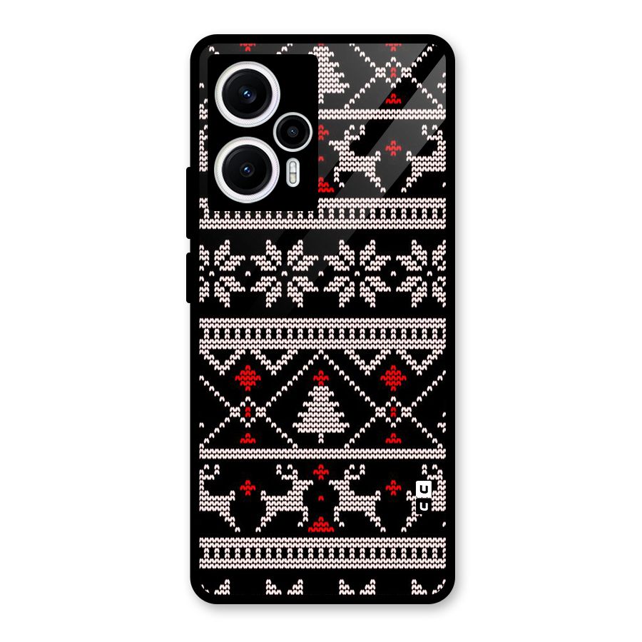 Christmas Seamless Aztec Pattern Glass Back Case for Poco F5