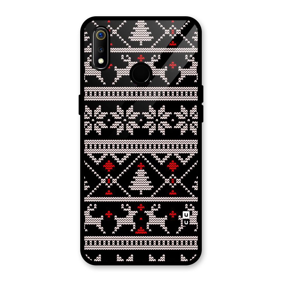 Christmas Seamless Aztec Pattern Glass Back Case for Realme 3i