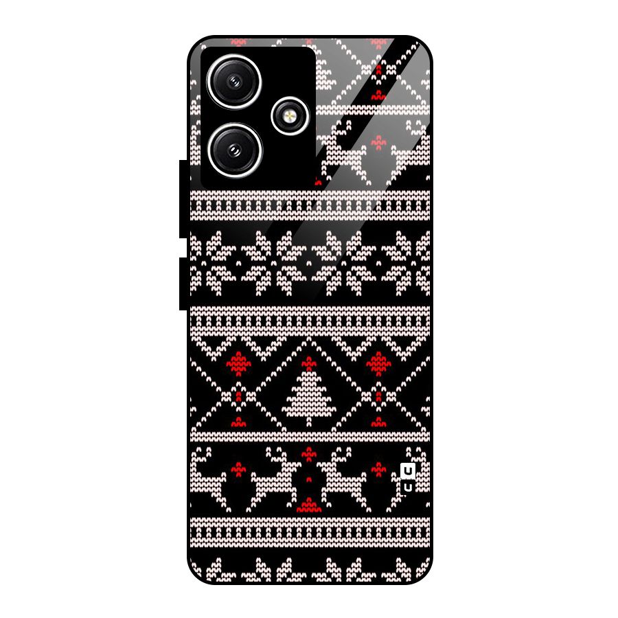 Christmas Seamless Aztec Pattern Glass Back Case for Redmi 12 5G