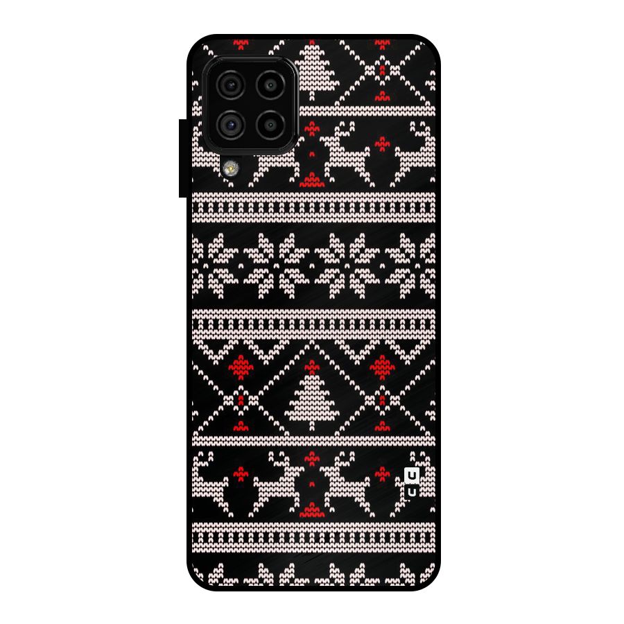 Christmas Seamless Aztec Pattern Metal Back Case for Galaxy A22 4G