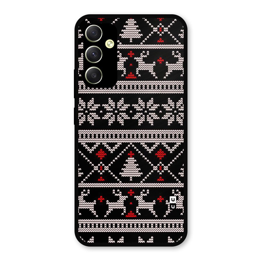 Christmas Seamless Aztec Pattern Metal Back Case for Galaxy A34
