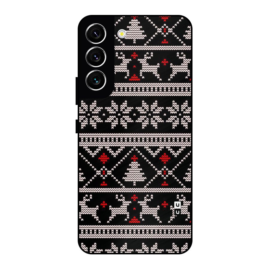 Christmas Seamless Aztec Pattern Metal Back Case for Galaxy S22 5G