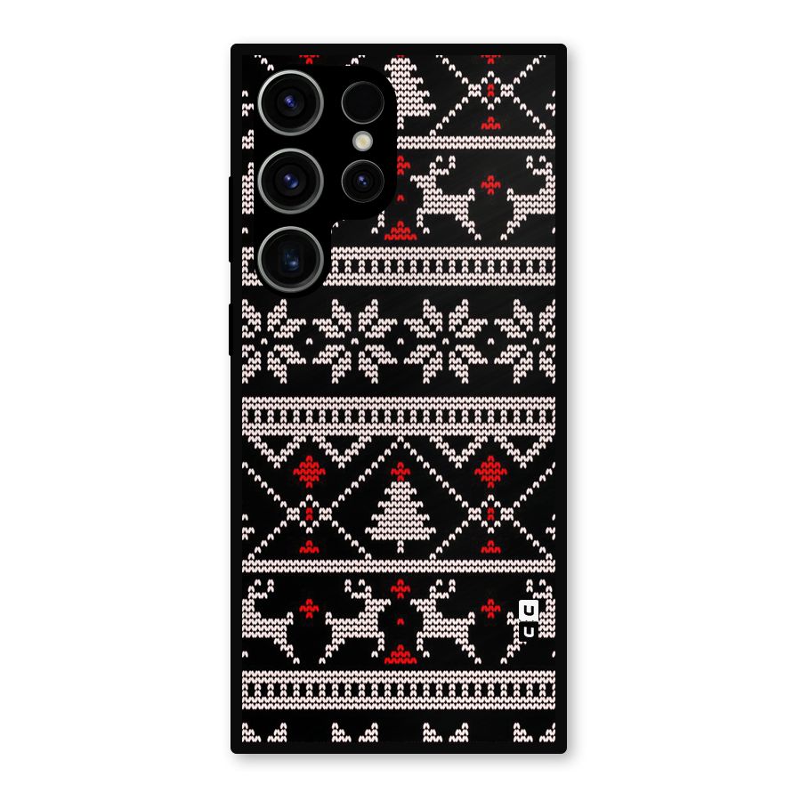 Christmas Seamless Aztec Pattern Metal Back Case for Galaxy S23 Ultra