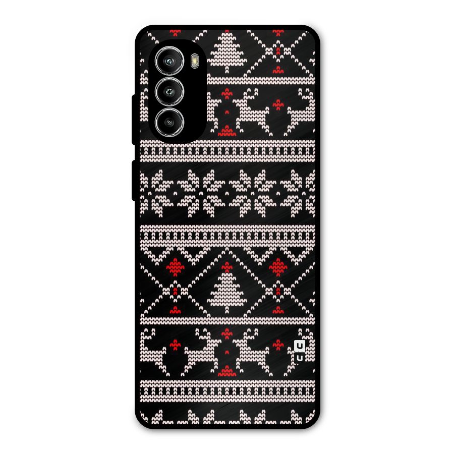 Christmas Seamless Aztec Pattern Metal Back Case for Moto G52