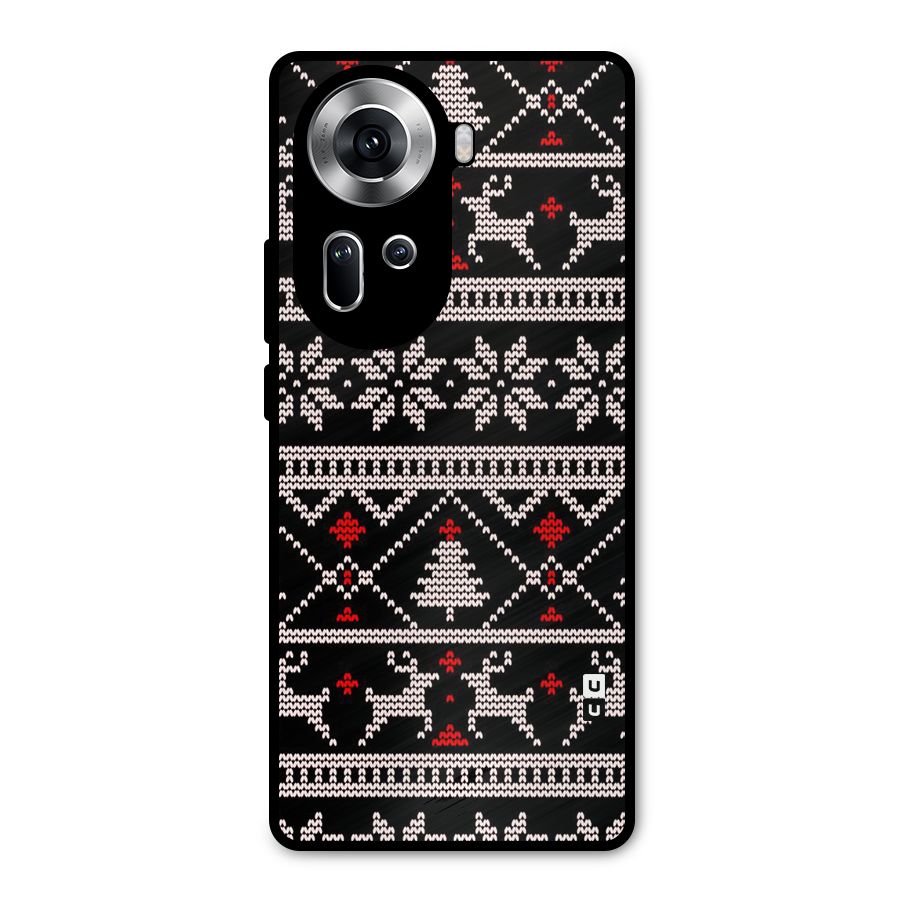 Christmas Seamless Aztec Pattern Metal Back Case for Oppo Reno11 5G