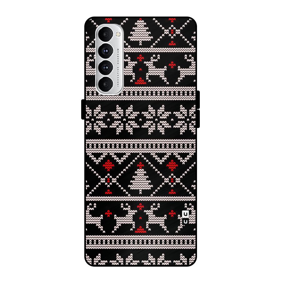 Christmas Seamless Aztec Pattern Metal Back Case for Oppo Reno4 Pro