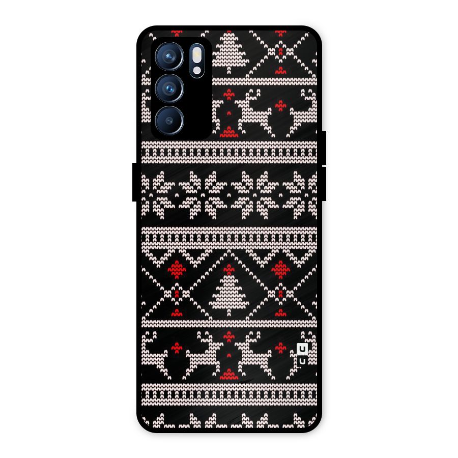 Christmas Seamless Aztec Pattern Metal Back Case for Oppo Reno6 5G