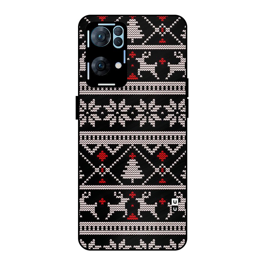 Christmas Seamless Aztec Pattern Metal Back Case for Oppo Reno7 Pro 5G