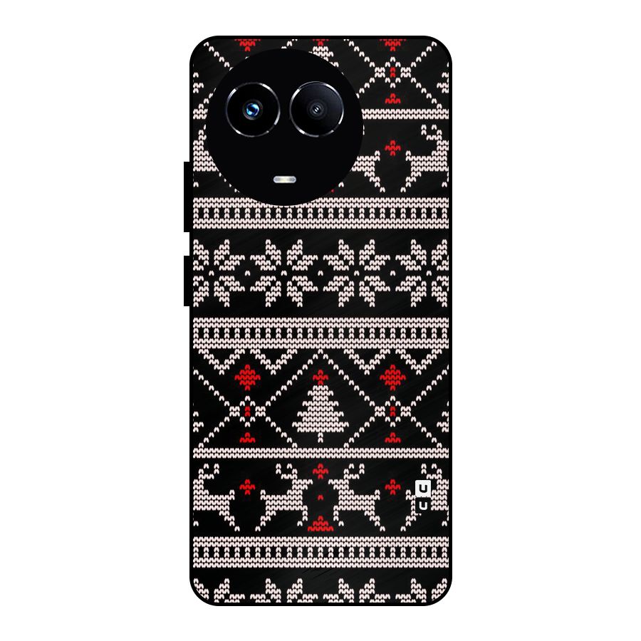 Christmas Seamless Aztec Pattern Metal Back Case for Realme 11 5G