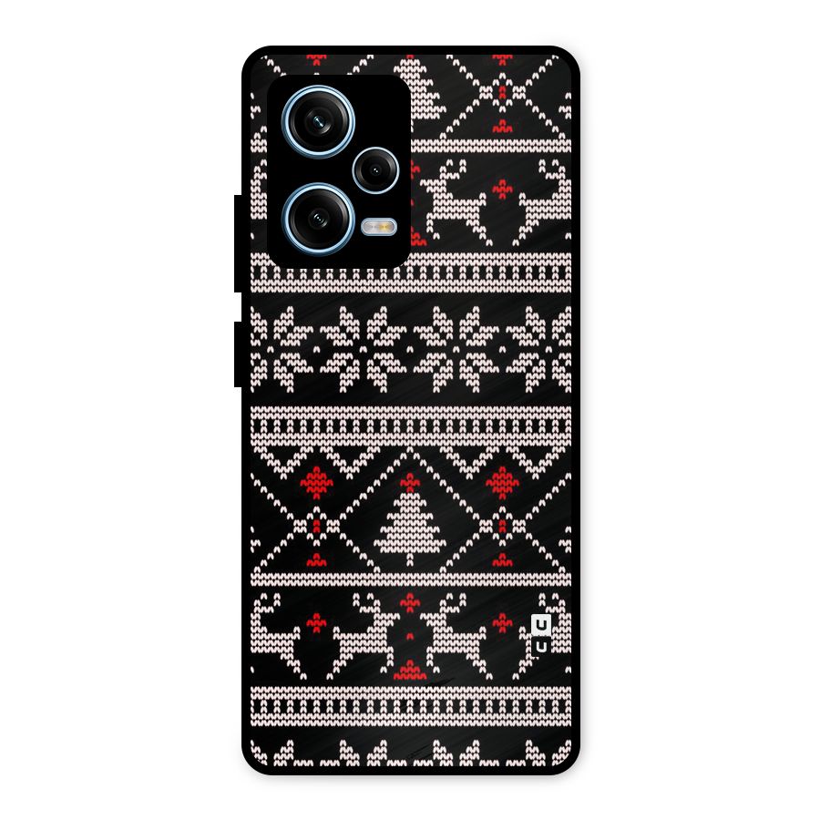 Christmas Seamless Aztec Pattern Metal Back Case for Redmi Note 12 Pro