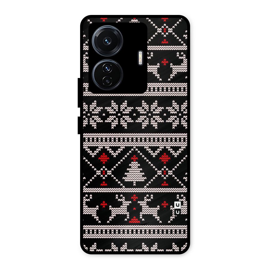 Christmas Seamless Aztec Pattern Metal Back Case for Vivo T1 Pro