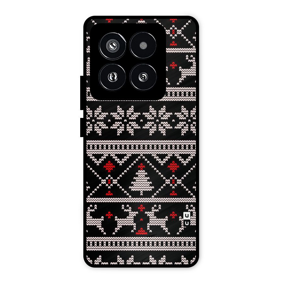 Christmas Seamless Aztec Pattern Metal Back Case for Xiaomi 14 Pro