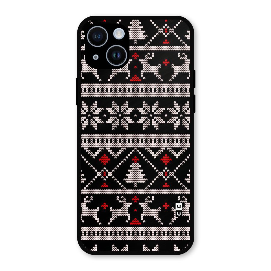 Christmas Seamless Aztec Pattern Metal Back Case for iPhone 14