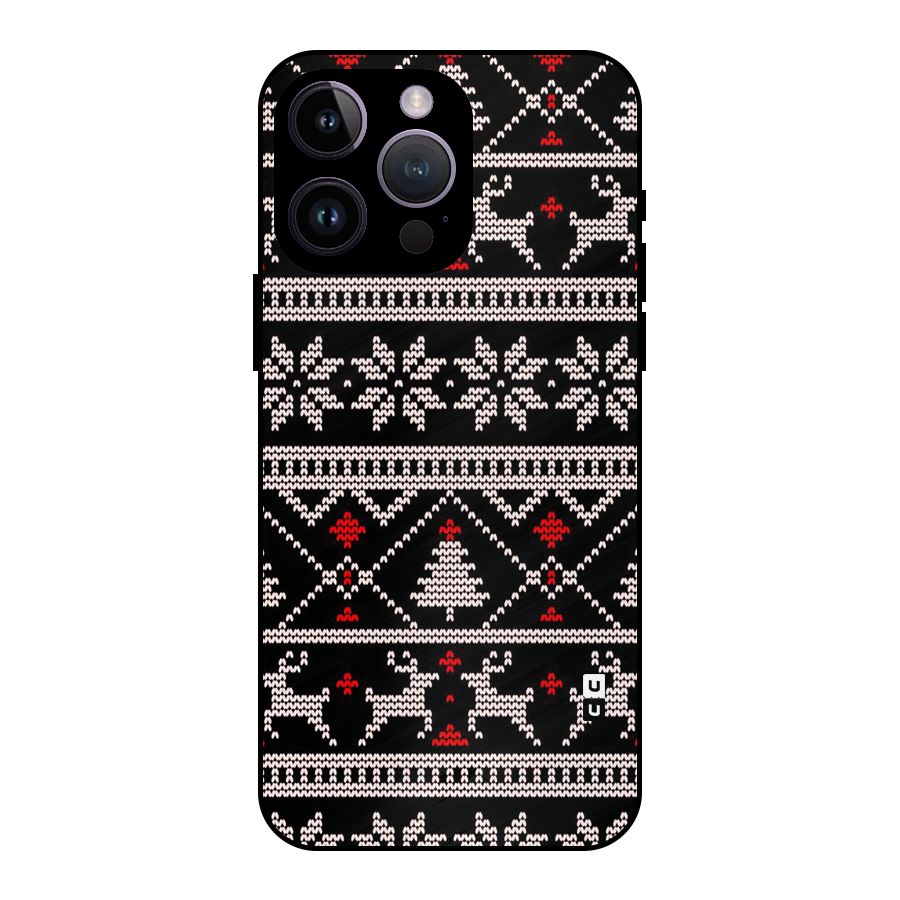Christmas Seamless Aztec Pattern Metal Back Case for iPhone 14 Pro Max