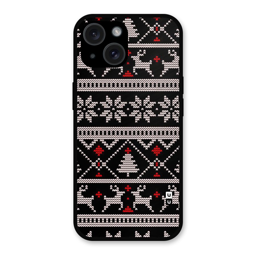 Christmas Seamless Aztec Pattern Metal Back Case for iPhone 15
