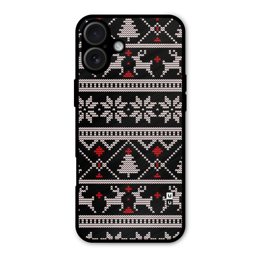 Christmas Seamless Aztec Pattern Metal Back Case for iPhone 16 Plus