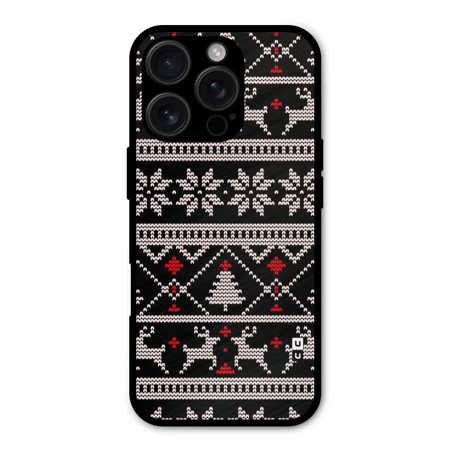 Christmas Seamless Aztec Pattern Metal Back Case for iPhone 16 Pro