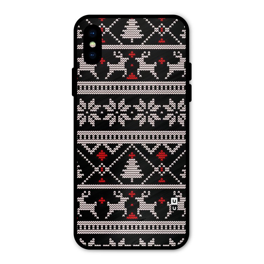 Christmas Seamless Aztec Pattern Metal Back Case for iPhone XS
