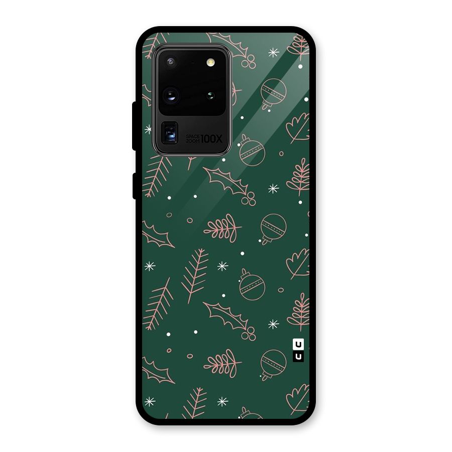 Christmas Season Leaves Glass Back Case for Galaxy S20 Ultra