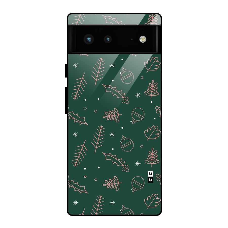 Christmas Season Leaves Glass Back Case for Google Pixel 6