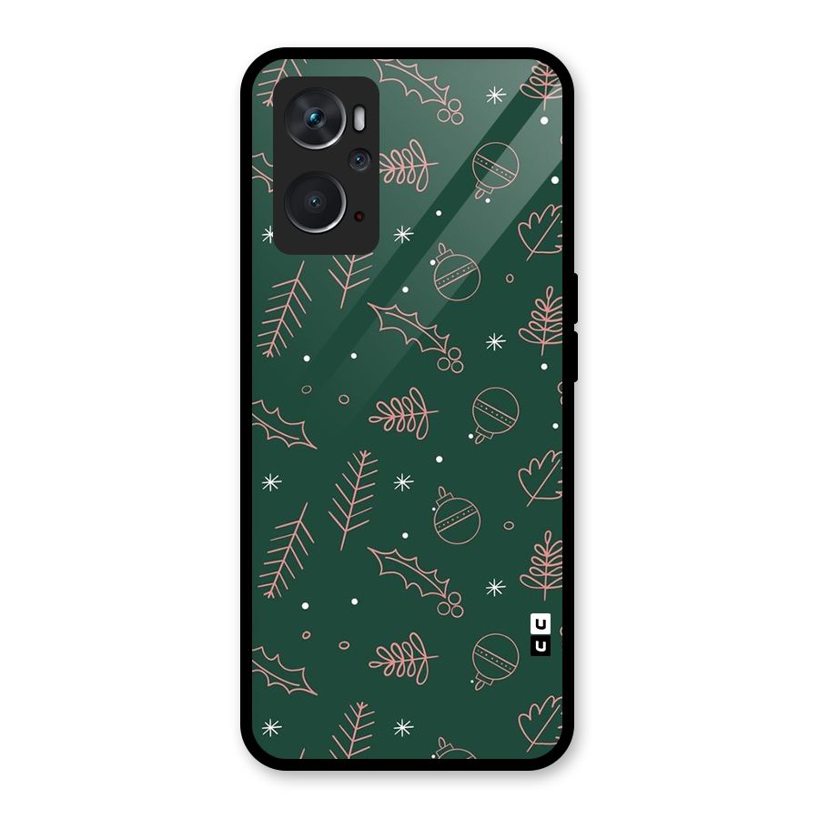 Christmas Season Leaves Glass Back Case for Oppo K10 4G