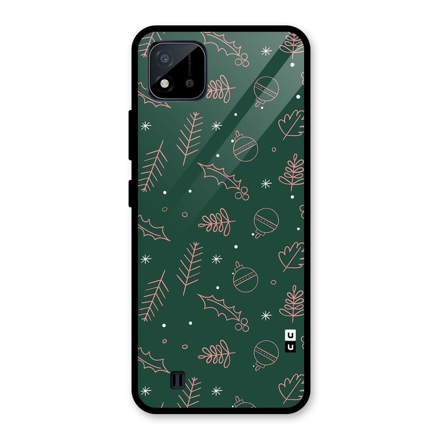 Christmas Season Leaves Glass Back Case for Realme C11 2021