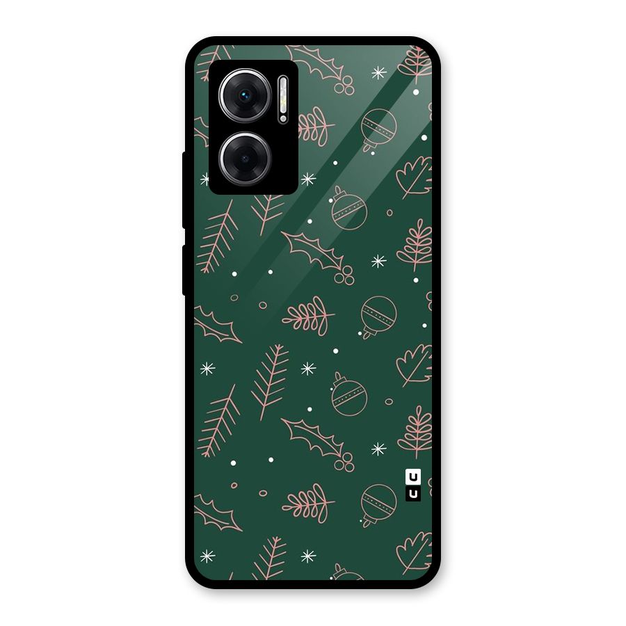 Christmas Season Leaves Glass Back Case for Redmi 11 Prime 5G