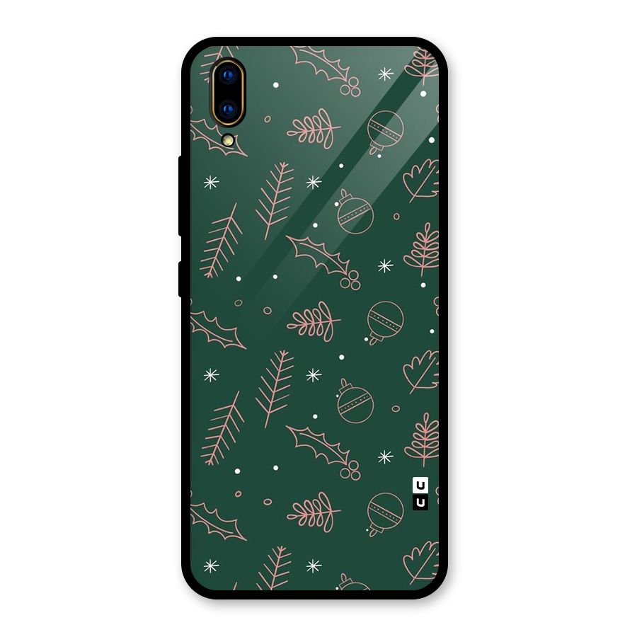 Christmas Season Leaves Glass Back Case for Vivo V11 Pro
