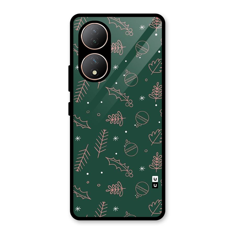 Christmas Season Leaves Glass Back Case for Vivo Y100A