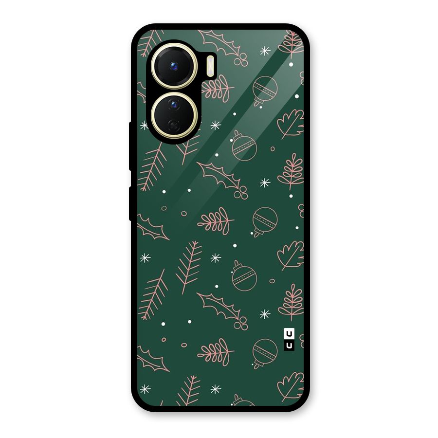 Christmas Season Leaves Glass Back Case for Vivo Y16