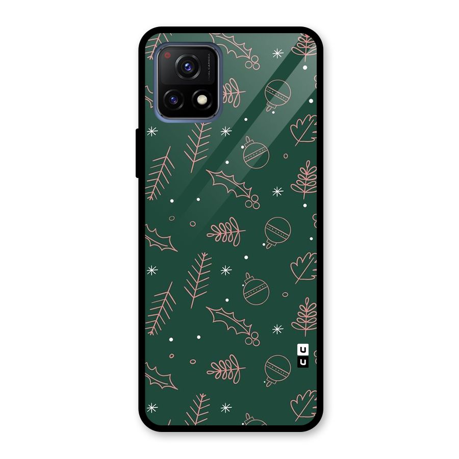 Christmas Season Leaves Glass Back Case for Vivo Y72 5G
