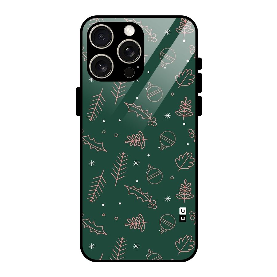 Christmas Season Leaves Glass Back Case for iPhone 15 Pro Max