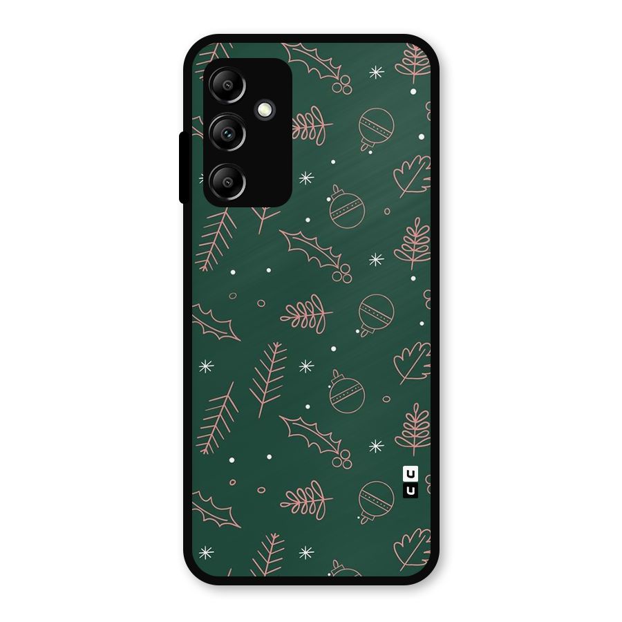 Christmas Season Leaves Metal Back Case for Galaxy A14 5G