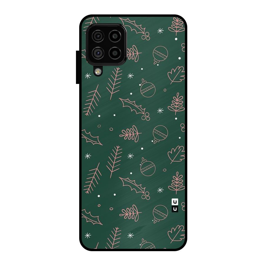 Christmas Season Leaves Metal Back Case for Galaxy A22 4G