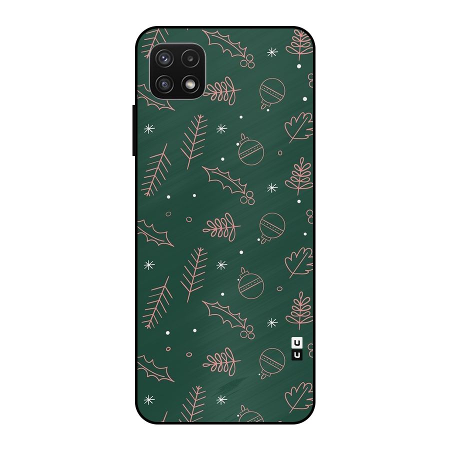 Christmas Season Leaves Metal Back Case for Galaxy A22 5G