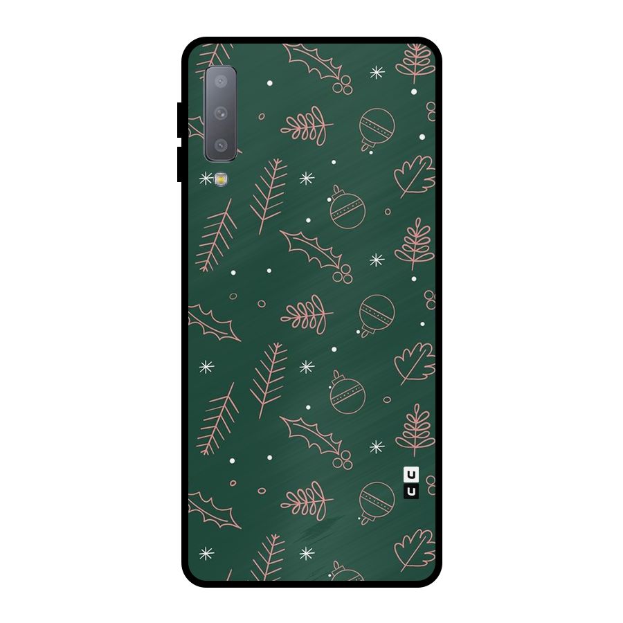 Christmas Season Leaves Metal Back Case for Galaxy A7 (2018)