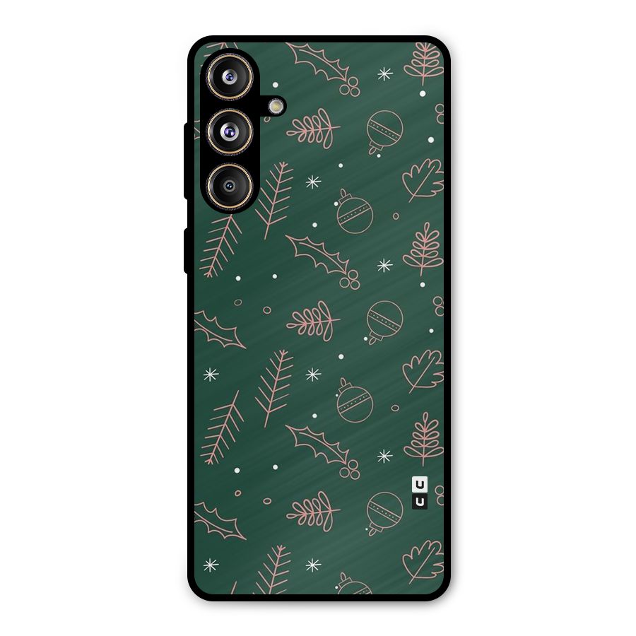 Christmas Season Leaves Metal Back Case for Galaxy F55