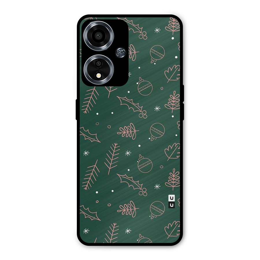 Christmas Season Leaves Metal Back Case for Oppo A59