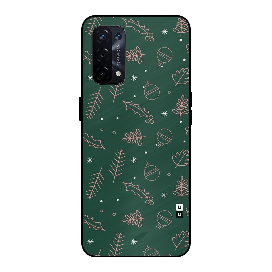 Christmas Season Leaves Metal Back Case for Oppo A74 5G