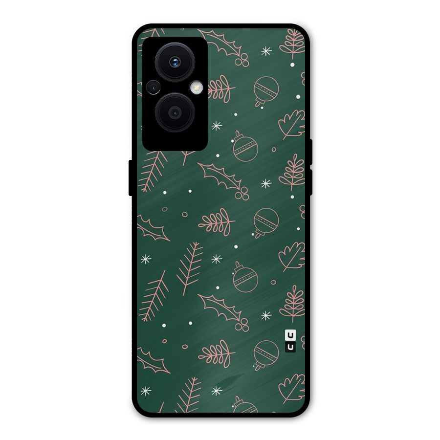Christmas Season Leaves Metal Back Case for Oppo F21s Pro 5G