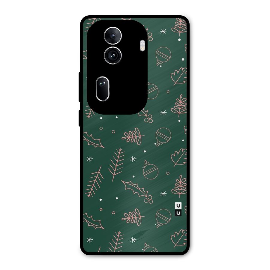 Christmas Season Leaves Metal Back Case for Oppo Reno11 Pro 5G