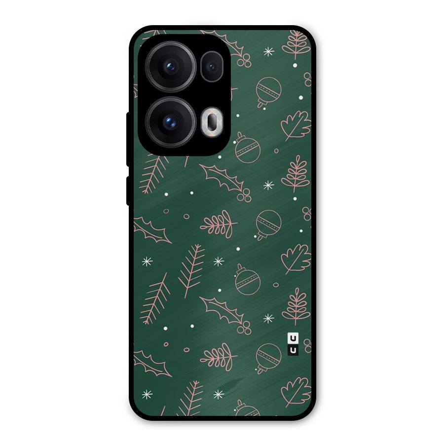 Christmas Season Leaves Metal Back Case for Oppo Reno13 Pro