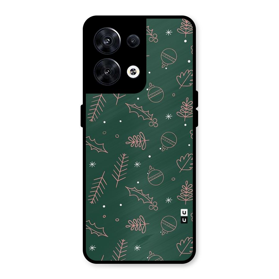 Christmas Season Leaves Metal Back Case for Oppo Reno8 5G