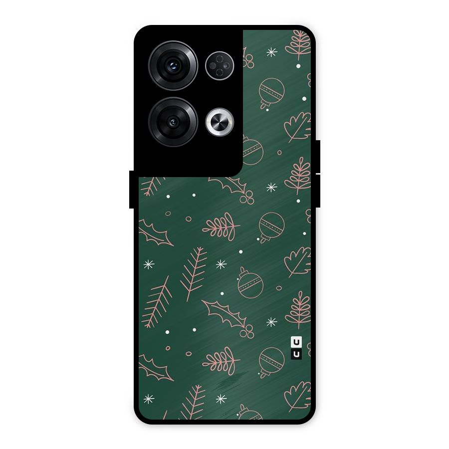 Christmas Season Leaves Metal Back Case for Oppo Reno8 Pro 5G