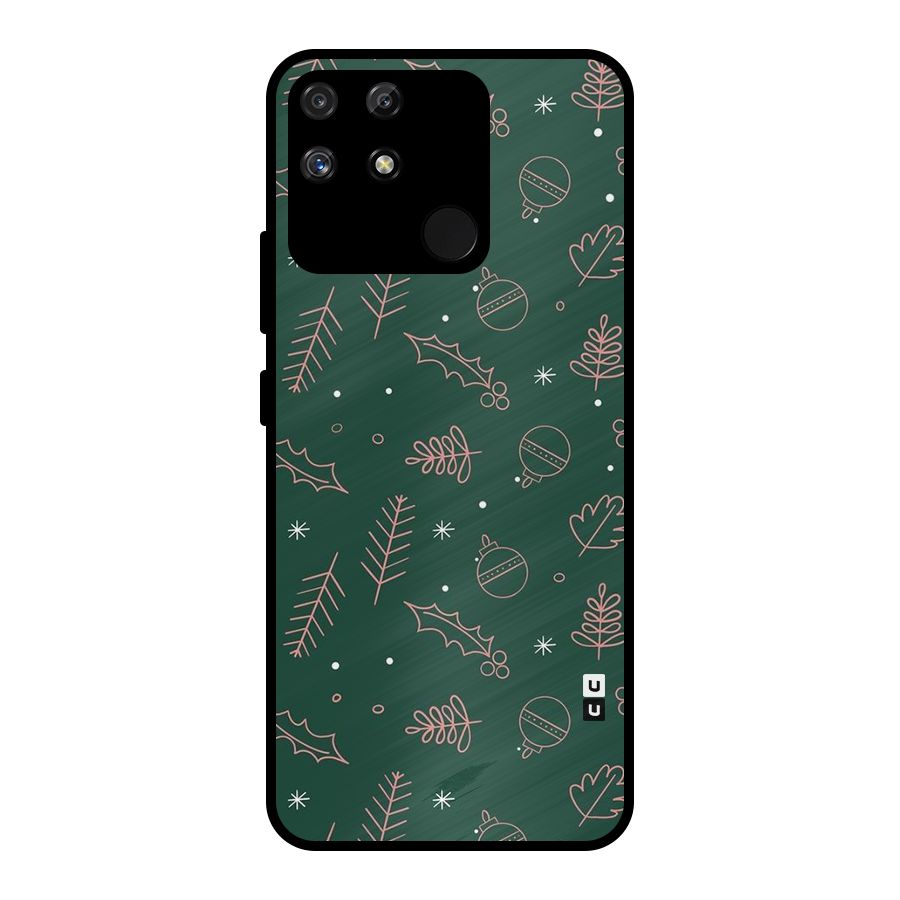 Christmas Season Leaves Metal Back Case for Realme Narzo 50A