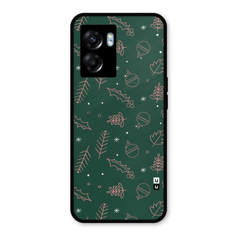 Christmas Season Leaves Metal Back Case for Realme Narzo 50 5G